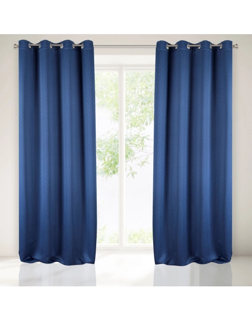 Zdjęcie: Zasłona Rivet 135x250 cm granatowa na przelotkach EUROFIRANY