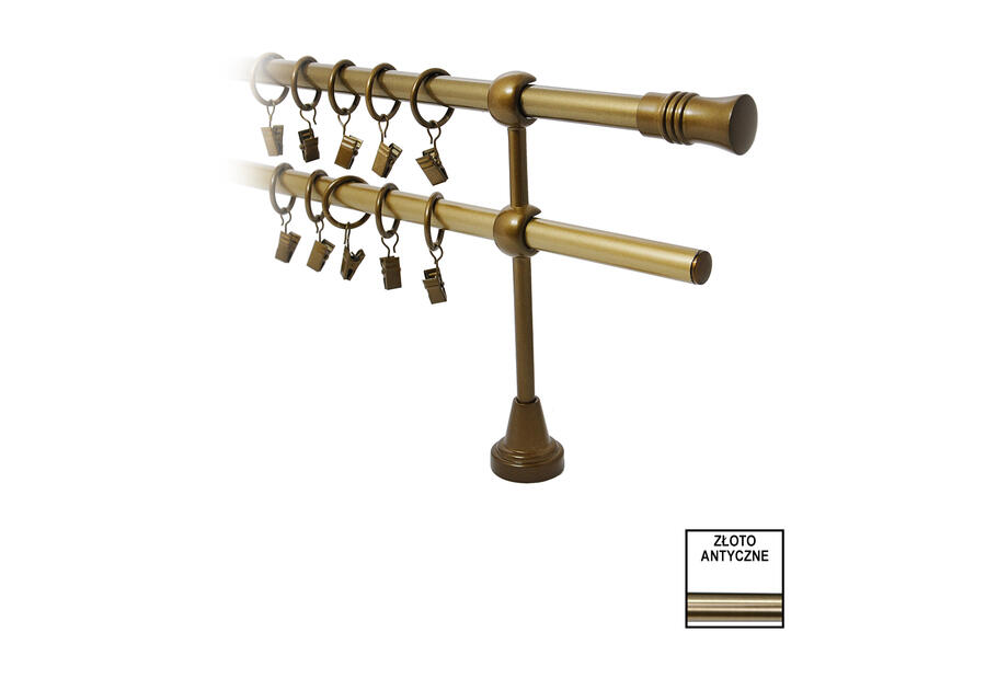 Zdjęcie: Karnisz podwójny Nokaut fi 16 mm - 160 cm cylinder złoto KARWEL