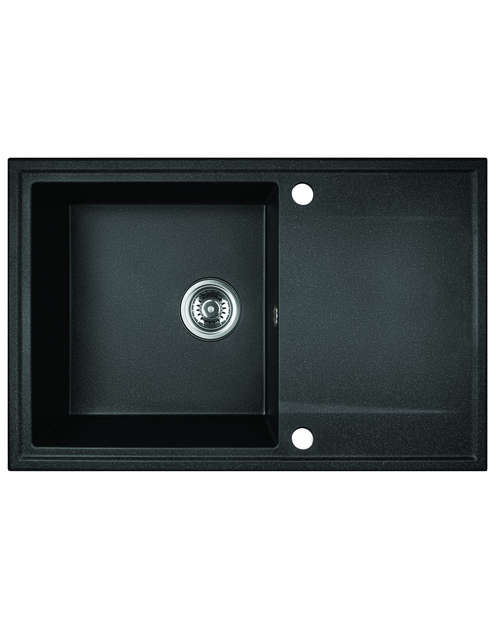 Zdjęcie: Zlewozmywak granitowy 1-komorowy 44x67x16,5 cm czarny z baterią KUCHINOX