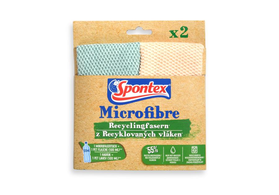 Zdjęcie: Ściereczki z mikrofibry z recyklingu Microfibre Recycled Fibers 2 sztuki SPONTEX