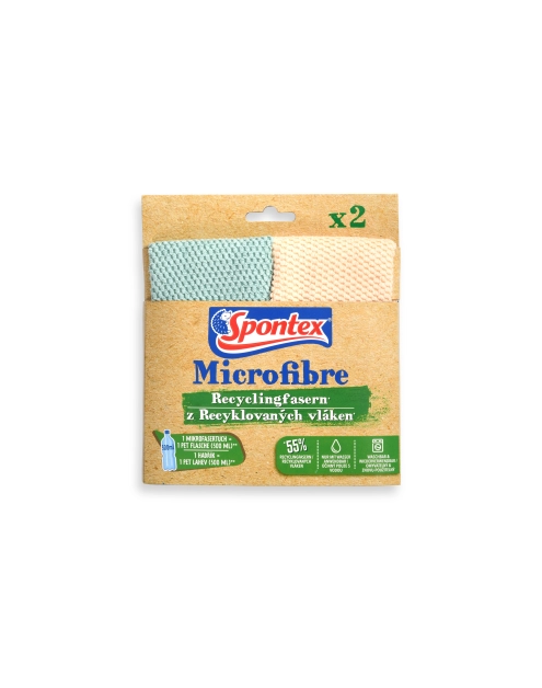Zdjęcie: Ściereczki z mikrofibry z recyklingu Microfibre Recycled Fibers 2 sztuki SPONTEX