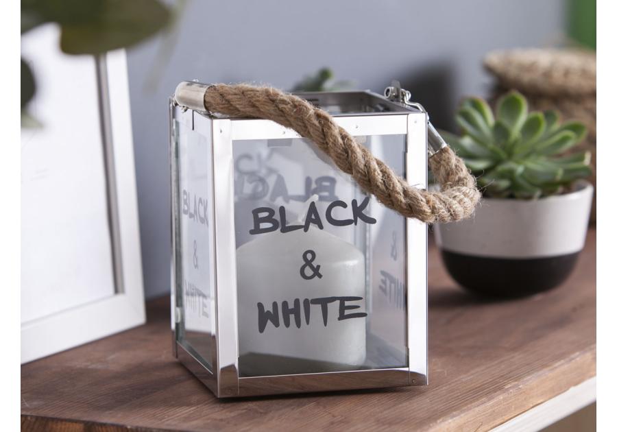 Zdjęcie: Latarenka metalowa Black N White 11x11x15 cm ALTOMDESIGN