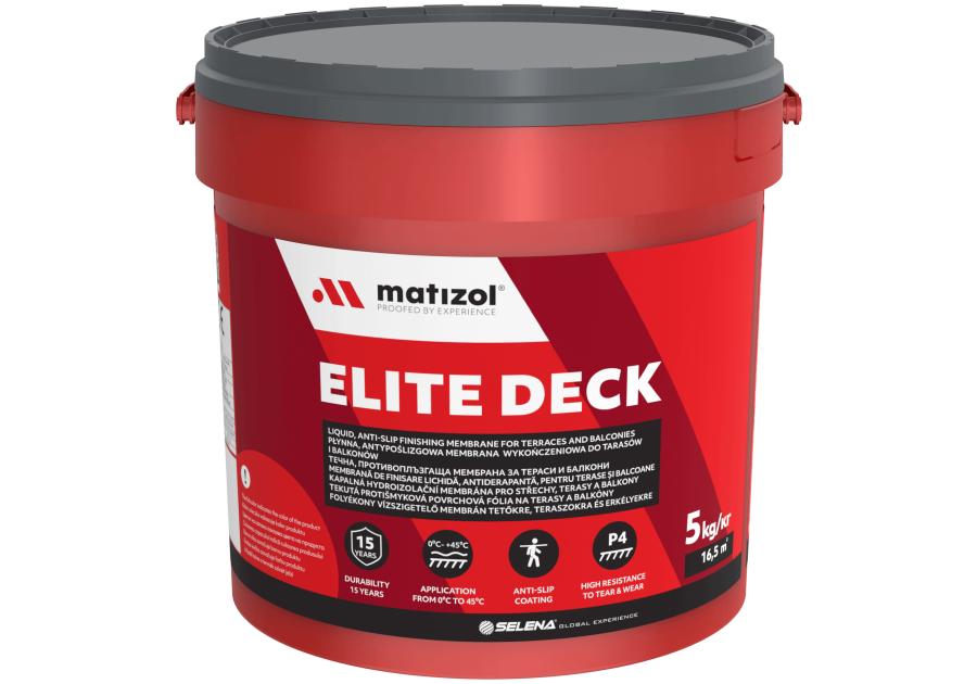 Zdjęcie: Membrana wykończeniowa płynna, antypoślizgowa do tarasów i balkonów Elite Deck 5 kg zielony MATIZOL