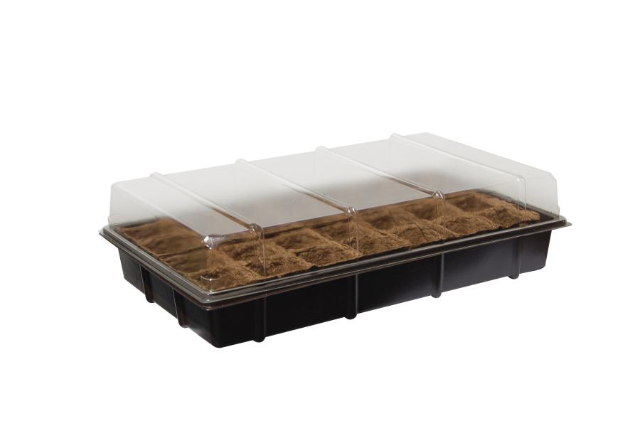 Zdjęcie: Mini szklarnia z biodegradowalnym podłożem Growing Kit 28 doniczek 5x5 cm, 38x23 cm, brązowy NORTENE