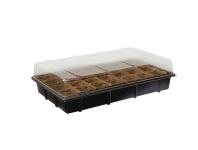 Zdjęcie: Mini szklarnia z biodegradowalnym podłożem Growing Kit 28 doniczek 5x5 cm, 38x23 cm, brązowy NORTENE
