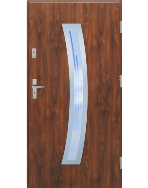 Zdjęcie: Drzwi zewnętrzne stalowo-drewniane Disting Otello 02 Dąb złoty 90 cm prawe zamek listwowy KR CENTER