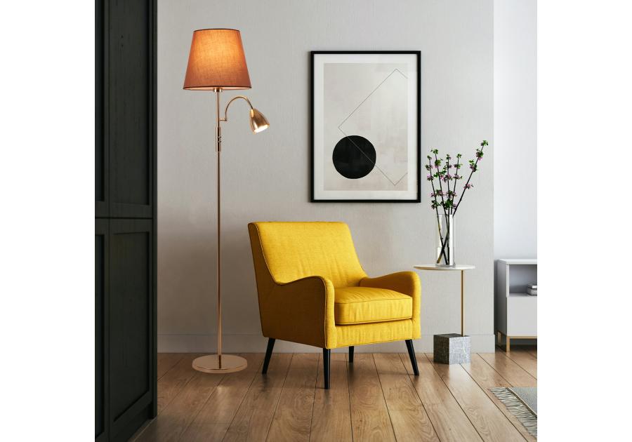 Zdjęcie: Lampa podłogowa Artemis plus, złota podstawa, cappuccino abażur ADRILUX