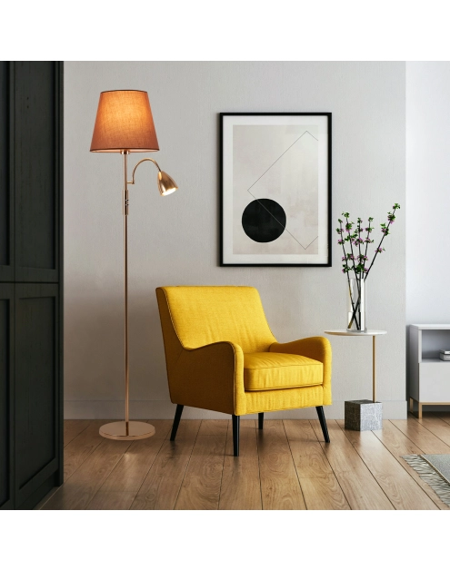 Zdjęcie: Lampa podłogowa Artemis plus, złota podstawa, cappuccino abażur ADRILUX