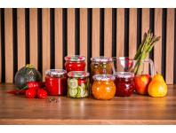 Zdjęcie: Komplet 6 słoików Spiżarnia Pani Domu grawerowanych 215 ml z zakrętką fi 66 4-zaczepową ALTOM DESIGN