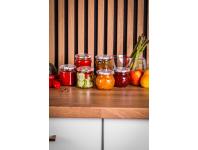 Zdjęcie: Komplet 6 słoików Spiżarnia Pani Domu grawerowanych 215 ml z zakrętką fi 66 4-zaczepową ALTOM DESIGN