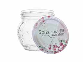 Komplet 6 słoików Spiżarnia Pani Domu grawerowanych 215 ml z zakrętką fi 66 4-zaczepową ALTOM DESIGN
