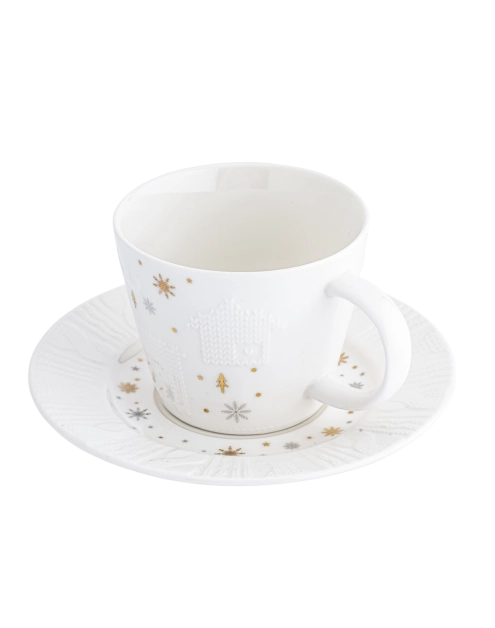 Zdjęcie: Filiżanka ze spodkiem porcelanowa świąteczna Zimowy Blask 240 ml ALTOMDESIGN