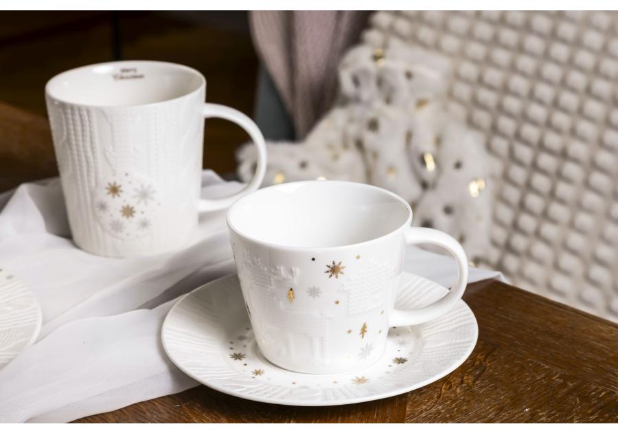 Zdjęcie: Filiżanka ze spodkiem porcelanowa świąteczna Zimowy Blask 240 ml ALTOMDESIGN