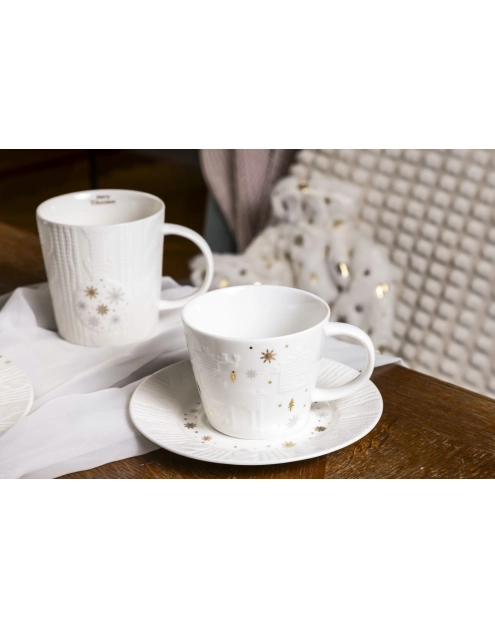 Zdjęcie: Filiżanka ze spodkiem porcelanowa świąteczna Zimowy Blask 240 ml ALTOMDESIGN