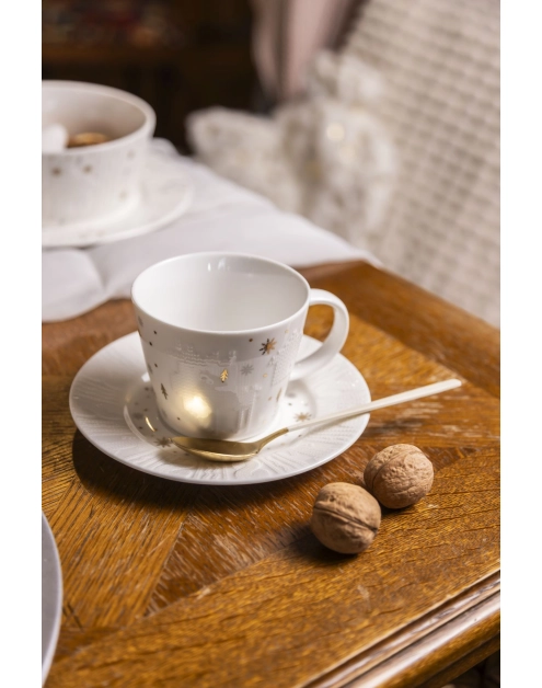 Zdjęcie: Filiżanka ze spodkiem porcelanowa świąteczna Zimowy Blask 240 ml ALTOMDESIGN