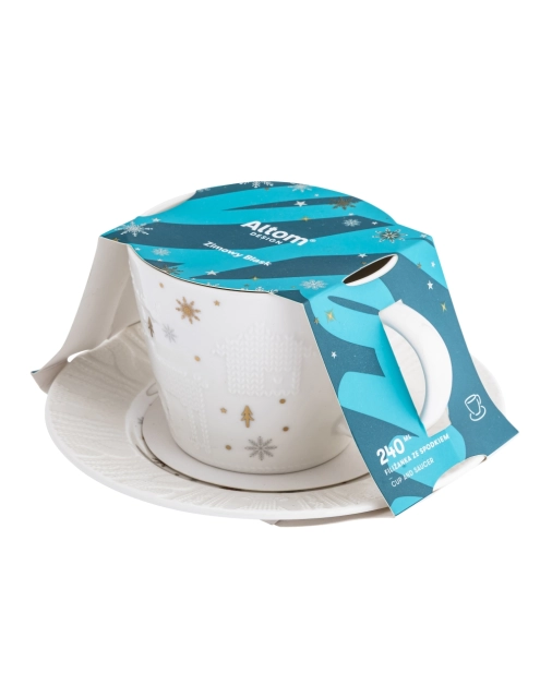 Zdjęcie: Filiżanka ze spodkiem porcelanowa świąteczna Zimowy Blask 240 ml ALTOMDESIGN