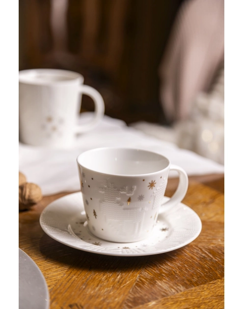 Zdjęcie: Filiżanka ze spodkiem porcelanowa świąteczna Zimowy Blask 240 ml ALTOMDESIGN