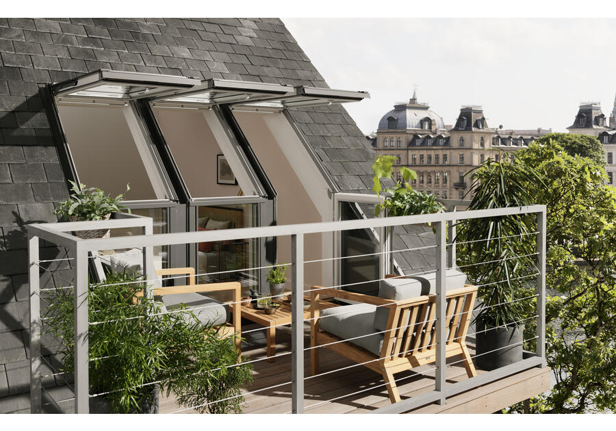 Zdjęcie: Okno dachowe balkonowe VEB M35 2065 dolna część malowane na biało VELUX