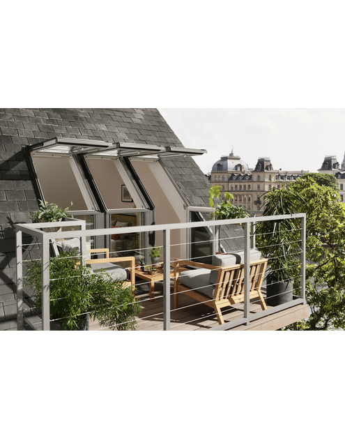 Zdjęcie: Okno dachowe balkonowe VEB M35 2065 dolna część malowane na biało VELUX