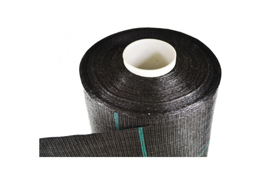 Zdjęcie: Tkanina PP ogrodnicza PR843/110 czarna, zielone paski co 20cm, 2xUV, rozcinana TRANS-PAL