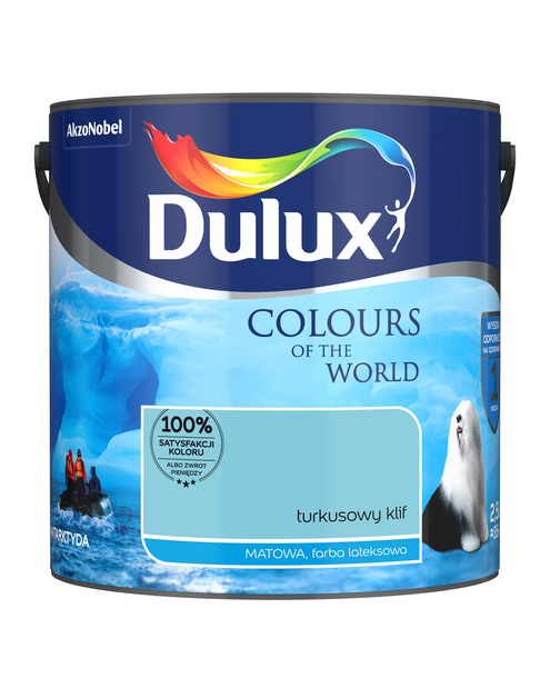 Zdjęcie: Farba do wnętrz Kolory Świata 2,5 L turkusowy klif DULUX