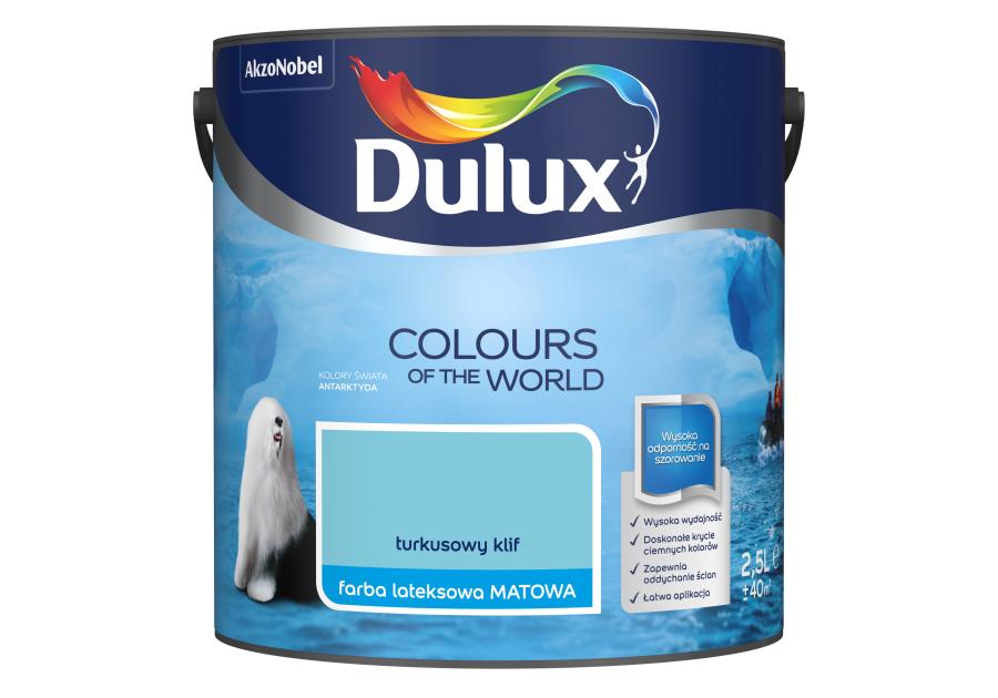 Zdjęcie: Farba do wnętrz Kolory Świata 2,5 L turkusowy klif DULUX