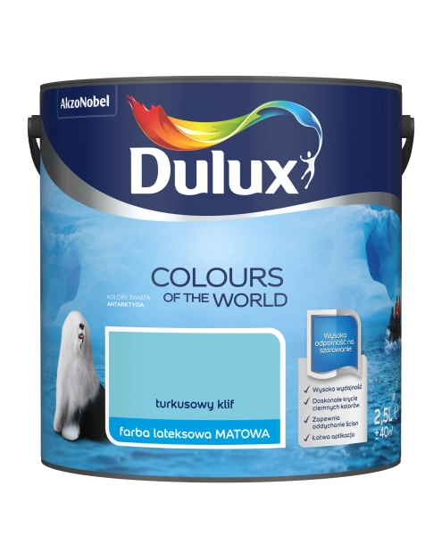 Zdjęcie: Farba do wnętrz Kolory Świata 2,5 L turkusowy klif DULUX