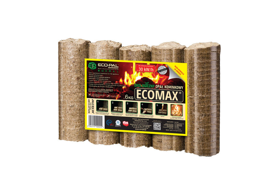 Zdjęcie: Opał ekologiczny do kominków i pieców 6 kg Ecomax ECO-PAL