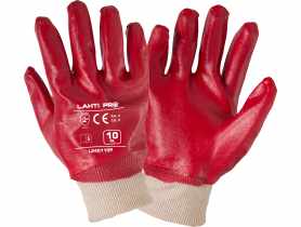 Rękawice PVC czerwone, 12 par, 10, CE, LAHTI PRO