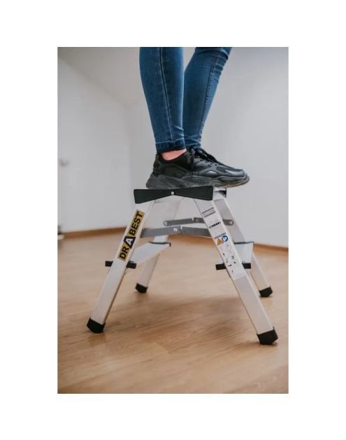 Zdjęcie: Drabina aluminiowa dwustronna 2x2 stopnie 125 kg Comfort DRABEST
