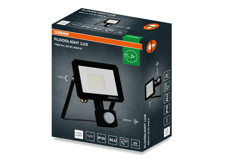 Zdjęcie: Oprawa oświetleniowa LED FL Lux sensor 20 W 840 IP65 BK OSRAM