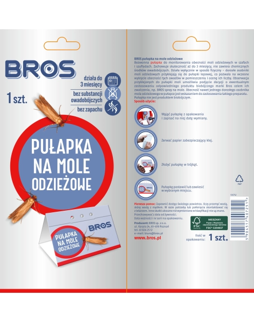 Zdjęcie: Pułapka na mole odzieżowe, ubraniowe BROS