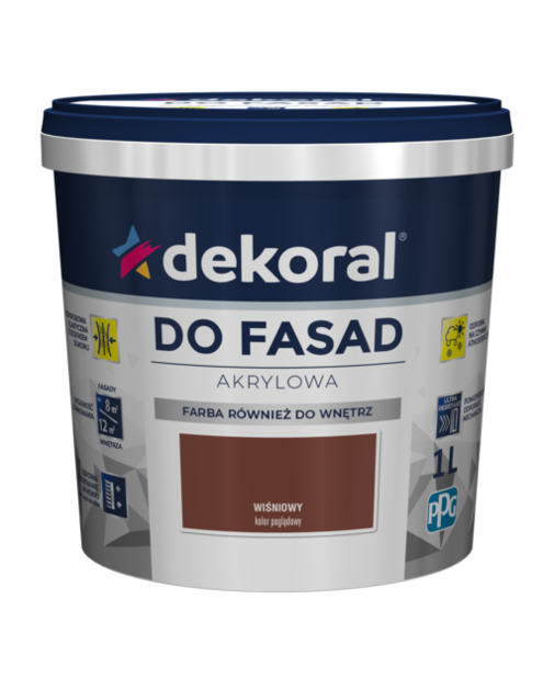 Zdjęcie: Farba fasadowa wiśniowa 1 L Polinit DEKORAL