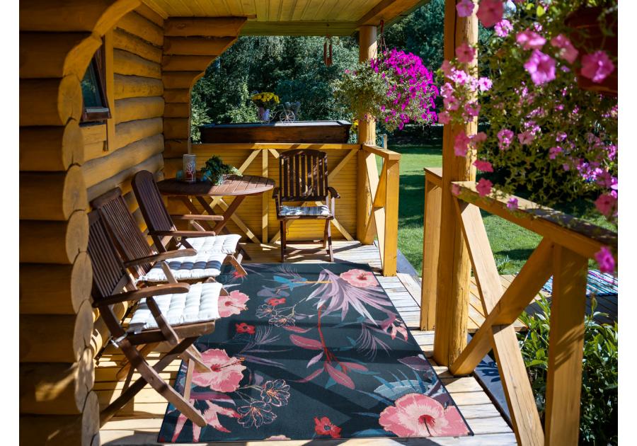 Zdjęcie: Dywan Jungle 80x160 cm kwiaty pomarańczowo-czarne MULTI-DECOR