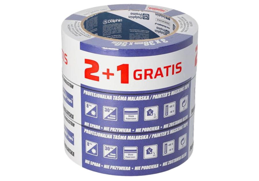 Zdjęcie: Taśmy malarskie 38mm x 50m 2+1 GRATIS BLUE DOLPHIN