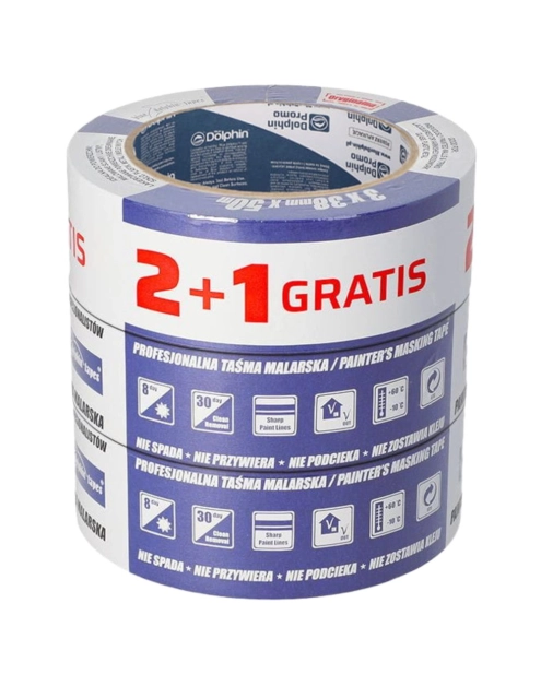 Zdjęcie: Taśmy malarskie 38mm x 50m 2+1 GRATIS BLUE DOLPHIN