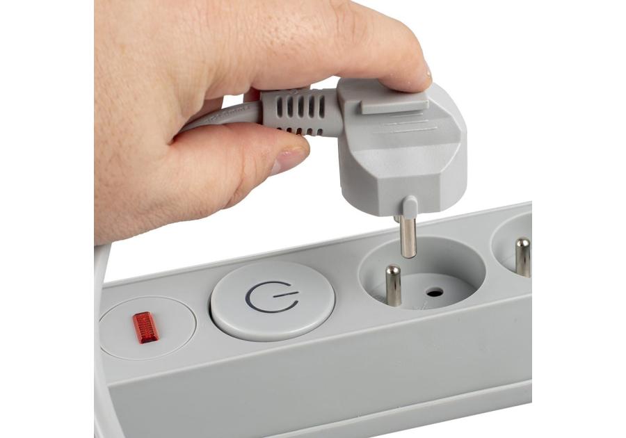 Zdjęcie: Listwa zasilająca z układem przeciwprzepięciowym, 5 m 5 gniazd, włącznik szara VA0246-5 VAYOX