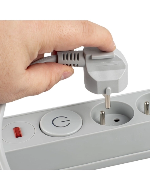 Zdjęcie: Listwa zasilająca z układem przeciwprzepięciowym, 5 m 5 gniazd, włącznik szara VA0246-5 VAYOX