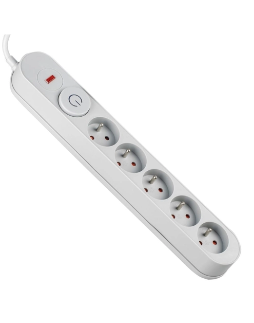 Zdjęcie: Listwa zasilająca z układem przeciwprzepięciowym, 5 m 5 gniazd, włącznik szara VA0246-5 VAYOX