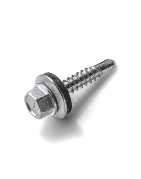 Zdjęcie: Wkręt samowiercący do mocowania blach typ oc 4,8x19 mm z podkładką t14 ral 8017, 250 szt. KOELNER