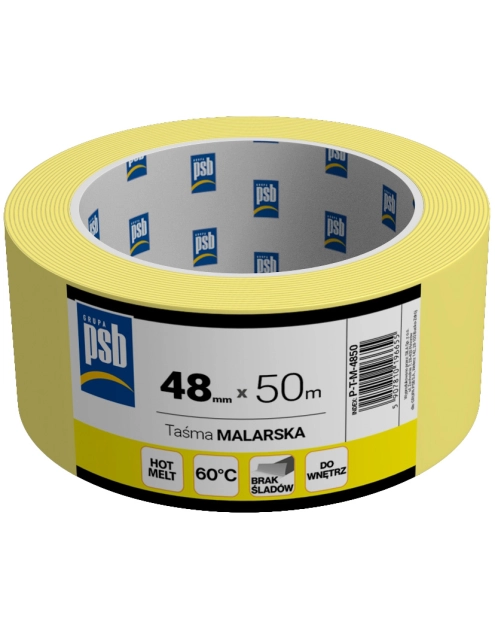 Zdjęcie: Taśma malarska żółta PSB 48 mm x 50 m SILA