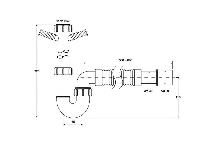 Zdjęcie: Syfon zlewozmywakowy rurowy 1.1/2 x50 mm MCALPINE
