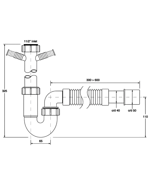 Zdjęcie: Syfon zlewozmywakowy rurowy 1.1/2 x50 mm MCALPINE