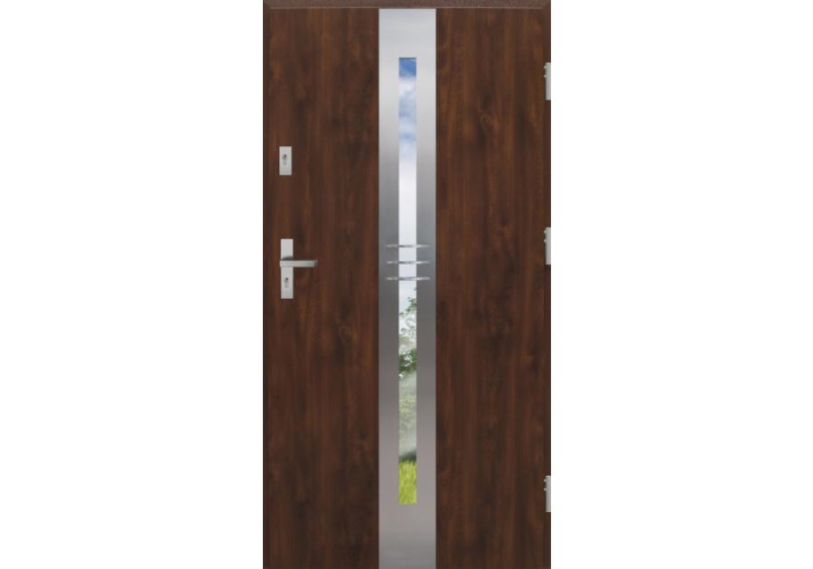 Zdjęcie: Drzwi zewnętrzne stalowo-drewniane Disting Otello 06 Orzech 80 cm prawe KR CENTER