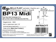 Zdjęcie: Listwa PVC BP13 Midi L300 9/3 antracyt, dylatacyjna, z siatką i z uszczelką BELLA PLAST