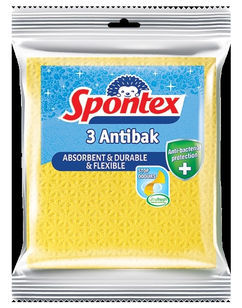 Zdjęcie: Ściereczki gąbczaste Antibak 3 sztuki SPONTEX