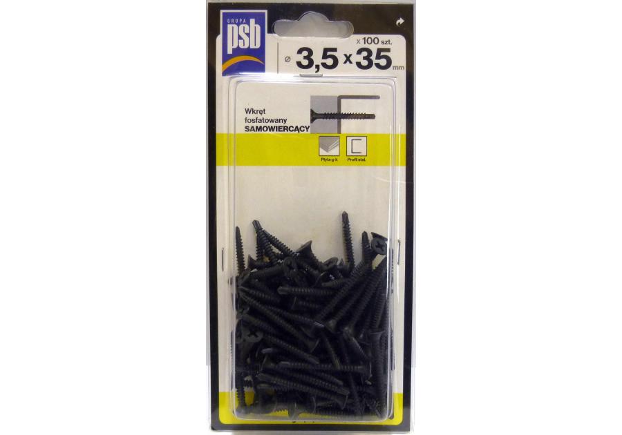 Zdjęcie: Wkręt fosfatowany samowiercący 3,5x35 mm - 100 szt .SILA