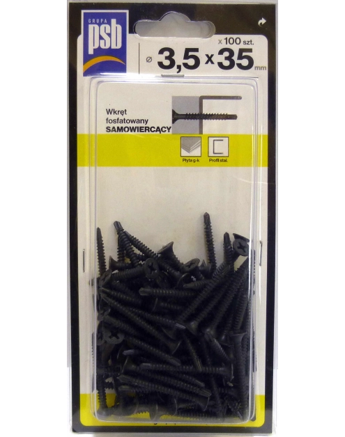 Zdjęcie: Wkręt fosfatowany samowiercący 3,5x35 mm - 100 szt .SILA