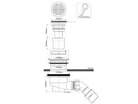 Zdjęcie: Syfon brodzikowy wys .80 mm z odejściem 40/50 mm pokrywa mosiądz chrom 113 mm MCALPINE