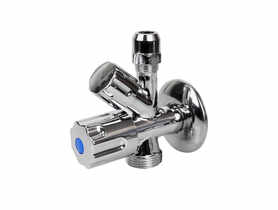 Zawór kątowy grzybkowy 1/2x3/4x3/8 z nakrętką TECRA